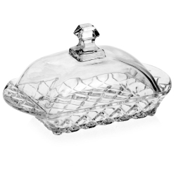 Szklana maselnica z pokrywką maselniczka DOMOTTI Aurora 17 x 10,5 cm