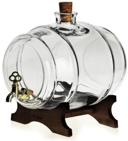 Szklana beczułka, antałek z kranikiem na bimber 4L Bezbarwna