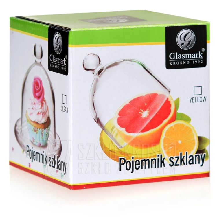 Szklany pojemnik z kloszem na cytrynę, pomidora