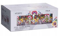 Szklanki ze wzorem łowickim Krosno FOLK 6x 250ml