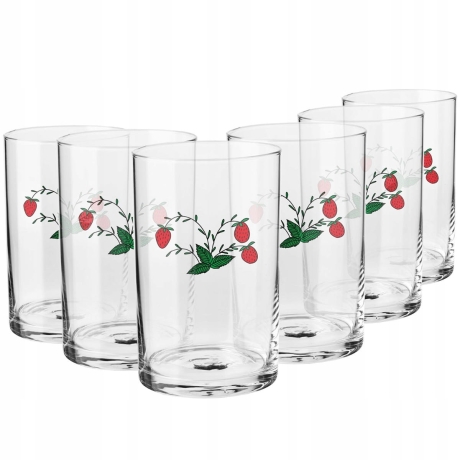 Przejdź do produktu KLASYCZNE dekorowane szklanki do kawy herbaty KROSNO „Poziomka” 250ml