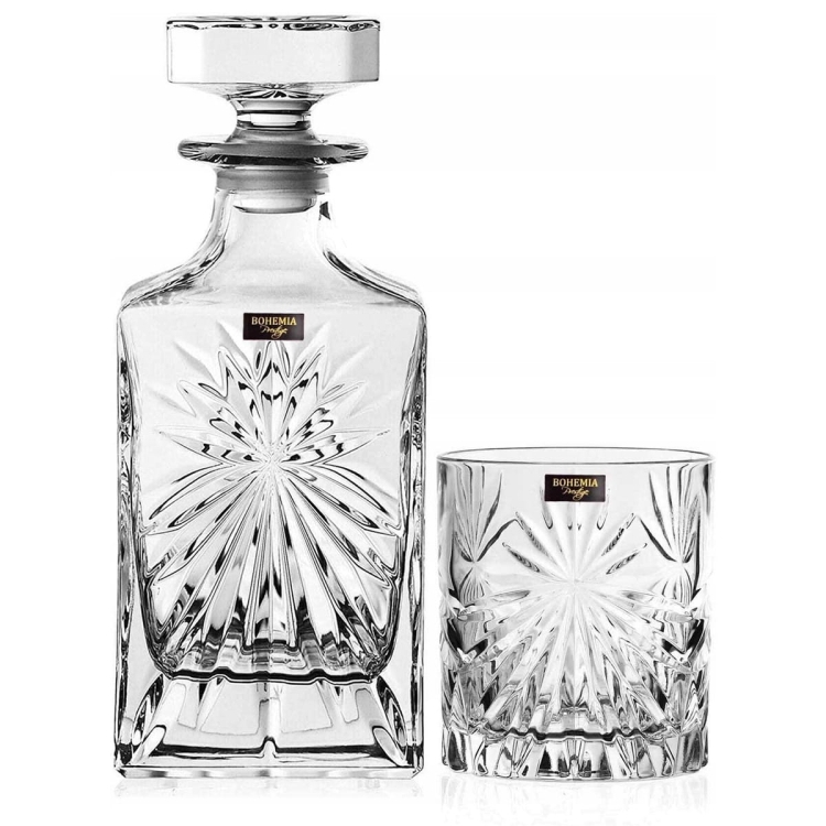 Kryształowy zestaw do whisky Bohemia FIORE 6+1