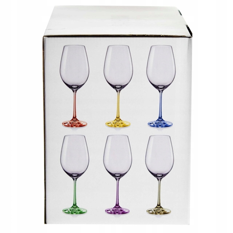 Kolorowe kieliszki do wina BOHEMIA Rainbow 550ml 6szt