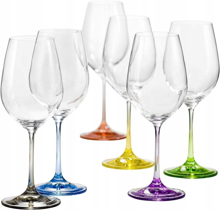 Kolorowe kieliszki do wina BOHEMIA Rainbow 550ml 6szt