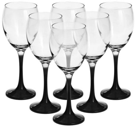 Przejdź do produktu Piękne kieliszki z czarną stopką do wina 300ml