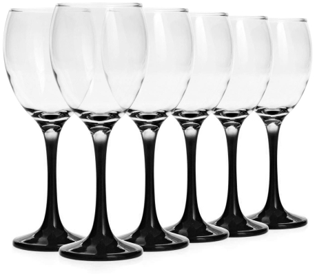 Przejdź do produktu Piękne kieliszki z czarną stopką do wina 300ml