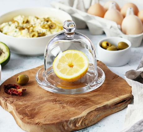 Przejdź do produktu Szklany pojemnik z kloszem na cytrynę, pomidora