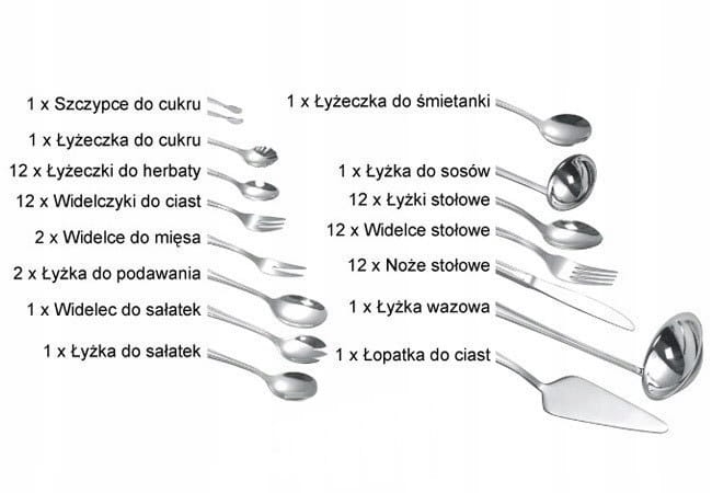 Sztućce w walizce komplet 72el dla 12os satyna Hoffner PAULA