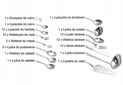 ztućce w walizce komplet 72el dla 12os satyna Hoffner VIOLA