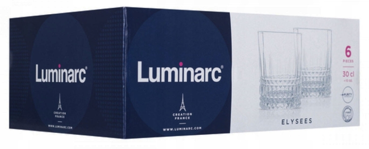 Luminarc Elysees szklanki do whiskey whisky 300ml