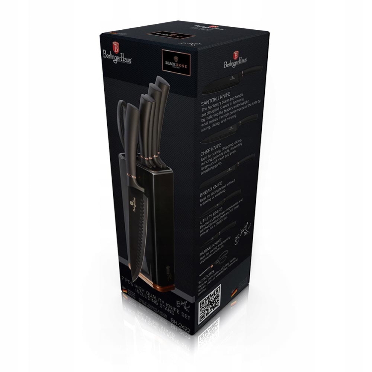 Komplet noży ze stojakiem Berlinger Haus Black Rose 7el