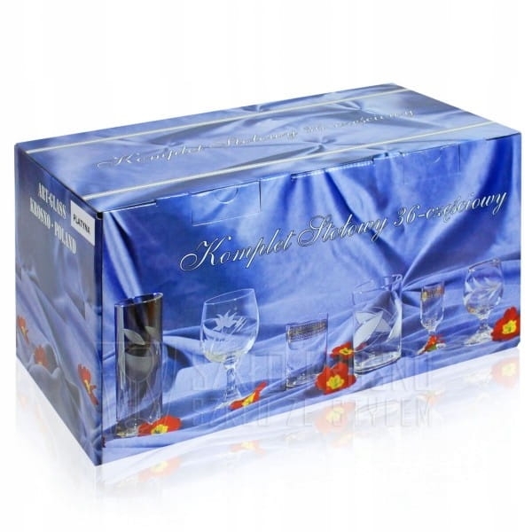 Komplet szkła 36 szt kieliszki, szklanki, literatki