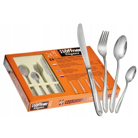 Przejdź do produktu Matowy komplet sztućców 24el. Hoffner 2670S