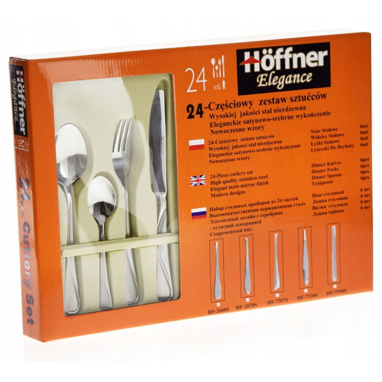 Matowy komplet sztućców 24el. Hoffner 2670S
