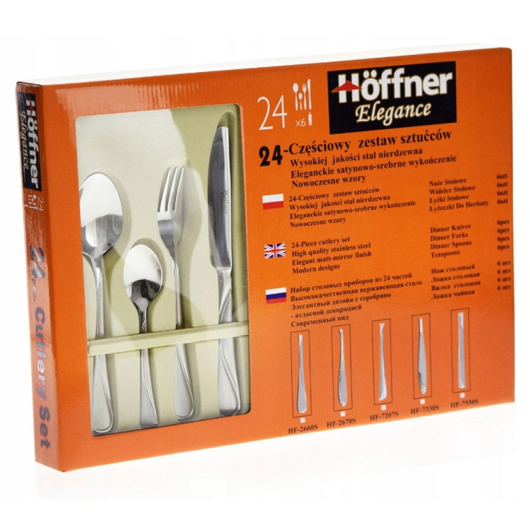 Komplet sztućców matowy 24el. Hoffner 7550S