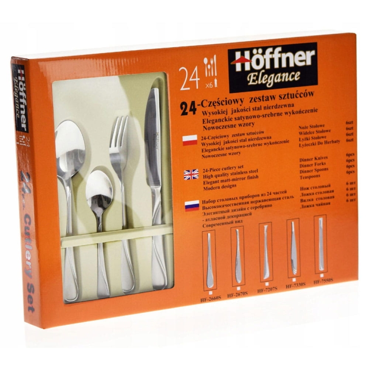 Komplet sztućców matowy 24el. Hoffner 7330S