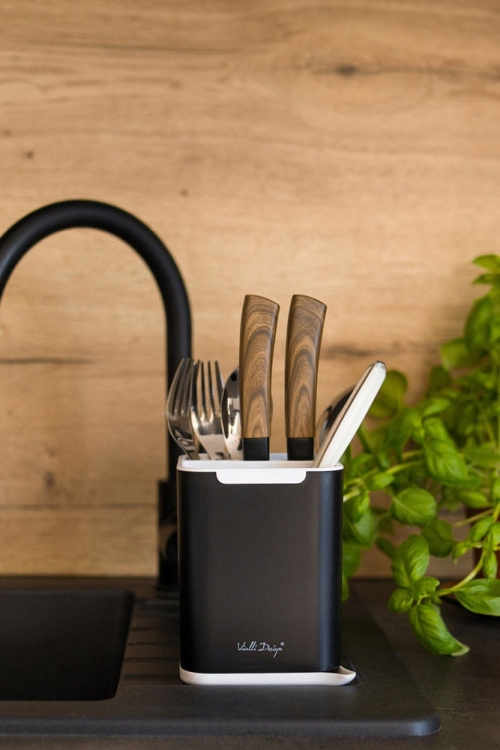 Ociekacz na sztućce Vialli Design LIVIO DUO czarny