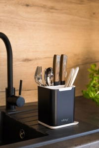 Ociekacz na sztućce Vialli Design LIVIO DUO czarny