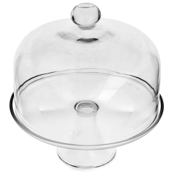 Szklana patera z kloszem pokrywą ciasto tort 30cm