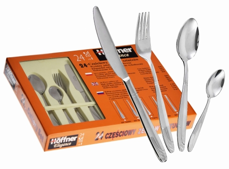 Przejdź do produktu Hoffner zestaw sztućców połysk 24el. komplet 7330 