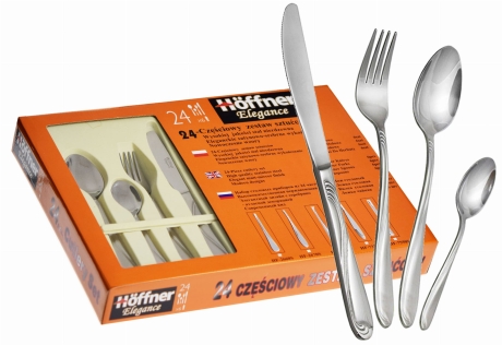 Przejdź do produktu Hoffner zestaw sztućców połysk 24el. komplet 2670