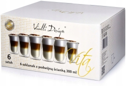 Szklanki termiczne do kawy latte 300ml 6szt Vialli Design Vita