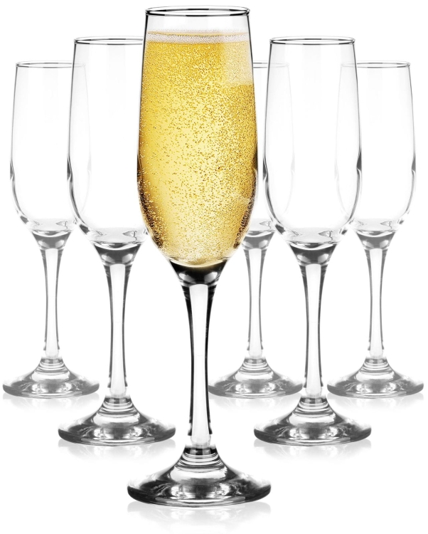 Zestaw 6 kieliszków do do szampana, wina musującego, prosseco 200ml