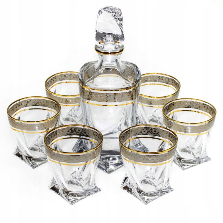 Komplet do whisky Bohemia ZŁOTO PLATYNA 6+1