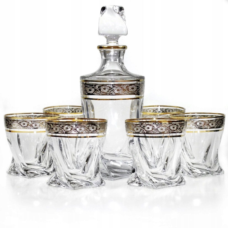 Komplet do whisky Bohemia ZŁOTO PLATYNA 6+1