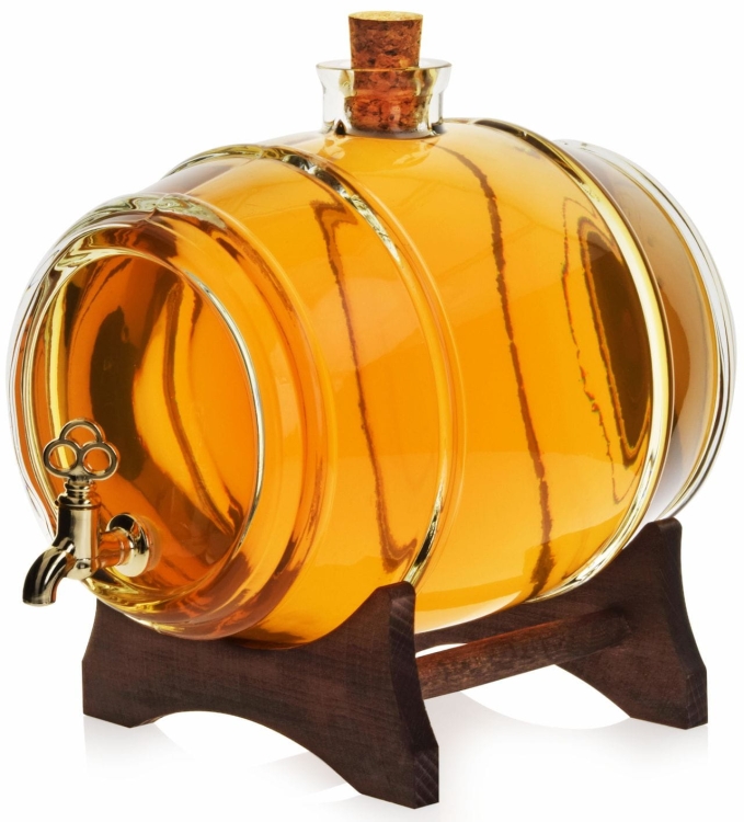 Szklana beczułka, antałek z kranikiem na bimber 4L Bezbarwna