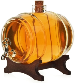 Szklana beczułka, antałek z kranikiem na bimber 2L Bezbarwna