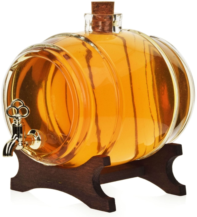 Szklana beczułka, antałek z kranikiem na bimber 2L Bezbarwna