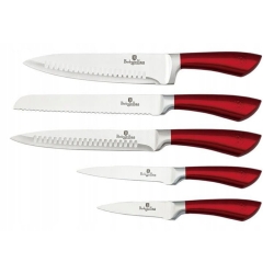 BerlingerHaus komplet noże stojak czerwone BH-2135