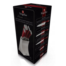 BerlingerHaus komplet noże stojak czerwone BH-2135