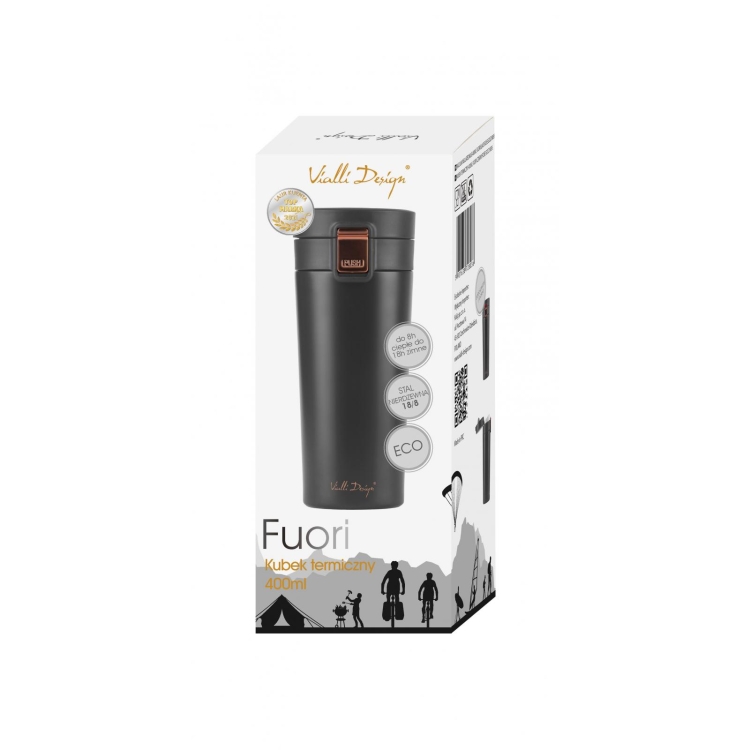 Vialli Design Kubek termiczny 400ml FUORI czarny