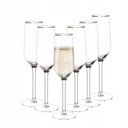 Kieliszki do szampana Rubin Gold złoty pasek 220ml