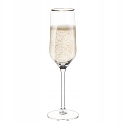 Kieliszki do szampana Rubin Gold złoty pasek 220ml