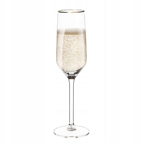 Przejdź do produktu Kieliszki do szampana Rubin Gold złoty pasek 220ml