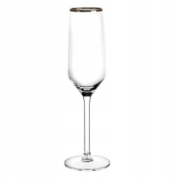 Kieliszki do szampana Rubin Gold złoty pasek 220ml