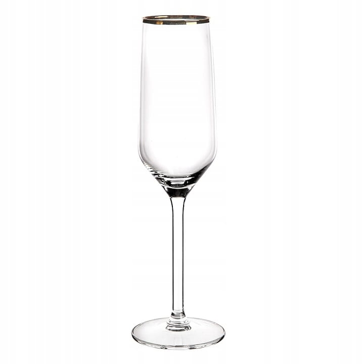 Kieliszki do szampana Rubin Gold złoty pasek 220ml