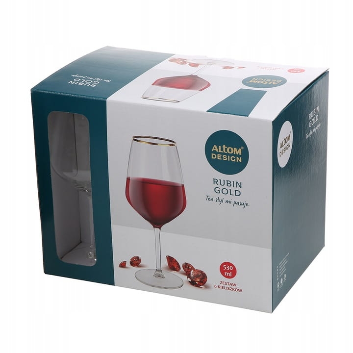 Kieliszki do wina czerwonego Rubin Gold złoty pasek 530ml