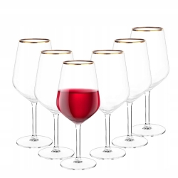 Kieliszki do wina czerwonego Rubin Gold złoty pasek 530ml
