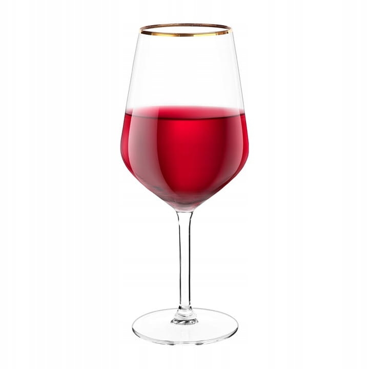 Kieliszki do wina czerwonego Rubin Gold złoty pasek 530ml