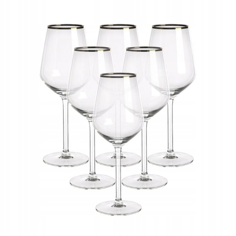 Przejdź do produktu Kieliszki do wina białego Rubin Gold złoty pasek 370ml