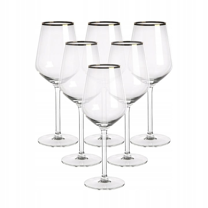 Kieliszki do wina białego Rubin Gold złoty pasek 370ml