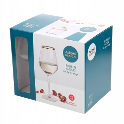 Kieliszki do wina białego Rubin Gold złoty pasek 370ml