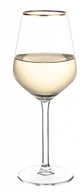 Kieliszki do wina białego Rubin Gold złoty pasek 370ml