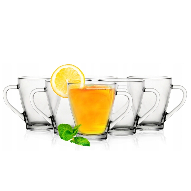 Szklanki kubki z uchem do kawy latte herbaty 220ml + spodki