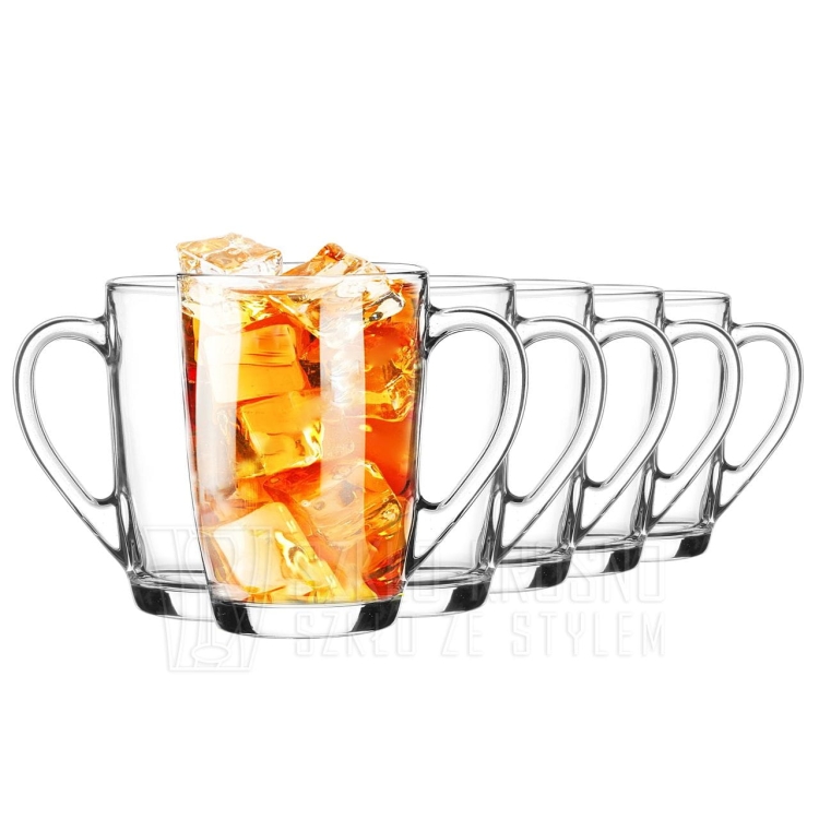 Komplet szklanki do kawy latte herbaty Ala 300ml + 6 spodków