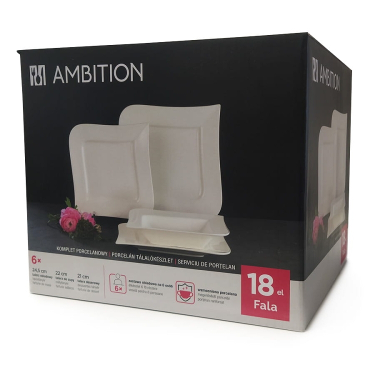 Komplet obiadowy Fala 18-elementowy AMBITION